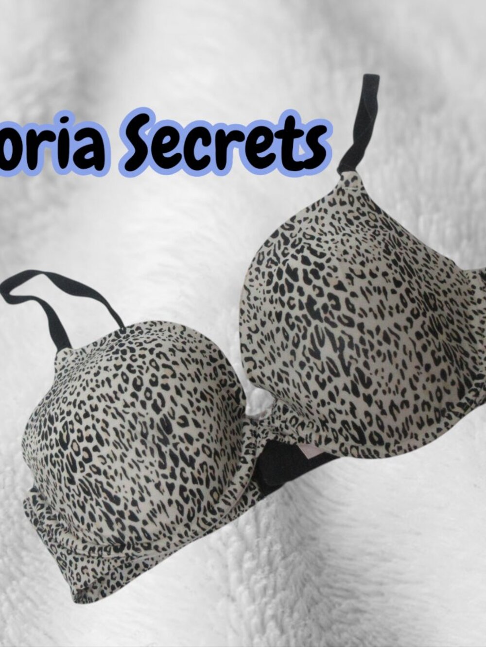 Victoria's Secret Cheetah Print Underwire Demi Bra with Black Straps 34D